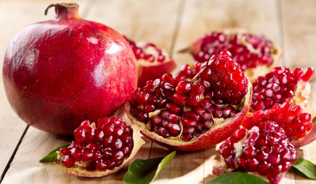 Pomegranate with leafs